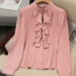 Ruffle Trim Button Front Blouse